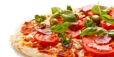 Plastic modular belt for pizza processing